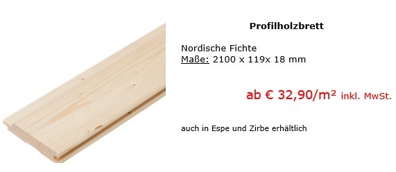 Profilbrett nor Fichte für Homepage